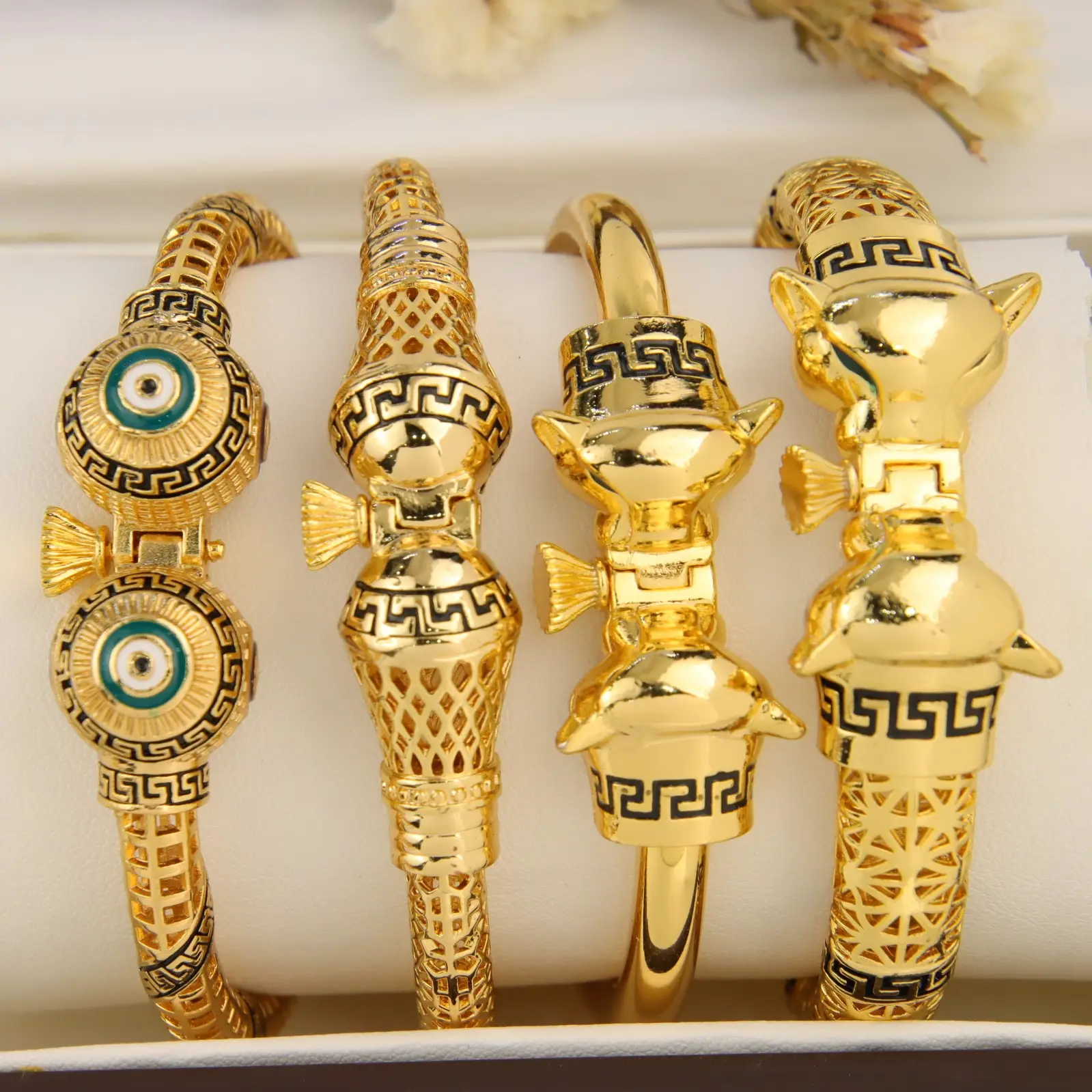Amazon Hot Sale Ethnic Gold Plated Bracelet Animal Pabther Vintage Devil Eye Bracelet
