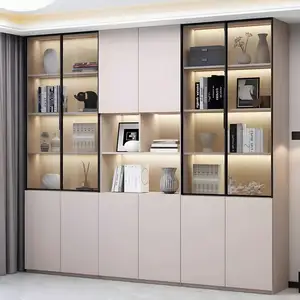 Luxury New Modern Bookshelf Partition Decorative Storage Cabinet Wooden Bookshelf With Glass Door Bookcase Wood Bookshelf