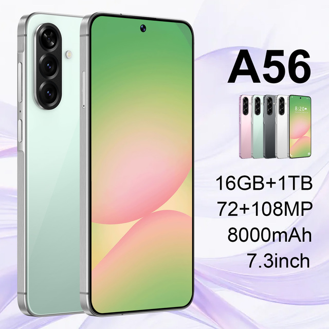 A56 5G Smartphone 7.3" OLED 120Hz Display 16GB+1TB Snapdragon 800 Series Android 14 108MP Camera 65W Quick Charge Waterproof