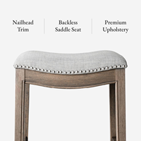 Tabouret de bar moderne sans dossier avec siège rembourré - Tabouret de comptoir en bois pour salle à manger/bar - Facile à nettoyer - Capacité de 300 lb