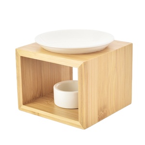 Brûleur aromatique à huile essentielle en bois, nouveau, brûleur d'arôme à la cire parfumé, avec porte-bougie Unique, 1 pièce - Product Image 1