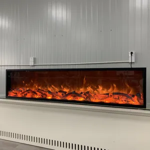 1800mm uzunluk klasik özelleştirilmiş dekoratif yangın takılı 3d elektrikli şömine
