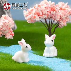 รูปปั้นกระต่ายเรซิ่น Dp Craft สีขาวเงา สำหรับตกแต่งสวนในร่มและกลางแจ้ง - Product Image 4