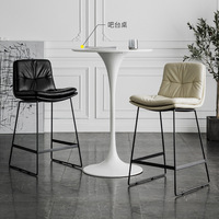 Chaise de bar de luxe nordique moderne simple fer art maison chaise haute en cuir PU bar réception chaise bar meubles
