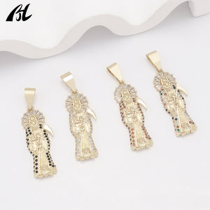 Ciondolo Hip Hop di Lusso in Stile <span class=keywords><strong>Death</strong></span> <span class=keywords><strong>Metal</strong></span> con Zirconi e Pietre Colorate Placcato in Oro 14K - Product Image 1