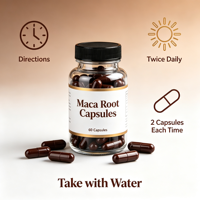 Capsules de racine de maca noire en marque privée OEM, compléments alimentaires à base de plantes, complément nutritionnel pour la vitalité masculine