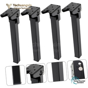 Hardware accessories black square alloy furniture legs with <b>adjustable</b> height connectors, suitable for home installation hardwar - Product Image 2