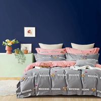 Housse de couette en coton brodé de marque de luxe, draps de lit, draps en lin, ensemble de literie 4 pièces