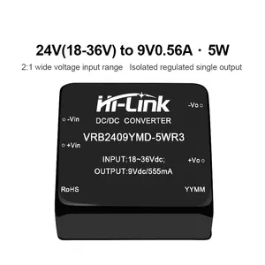 Hi-Link modul daya 5W DCDC, konverter tegangan Input 24V 12V 416mA VRB2412YMD-5WR3 transformator modul catu daya Step Down
