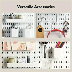 Kit de panneau perforé mural DIY, organisateur de rangement de <span class=keywords><strong>garage</strong></span>, panneau perforé et accessoires, montage mural modulaire pour organisateur mural - Product Image 4