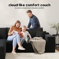 96 Zoll Modernes L-förmiges Modulares Cloud-Ecksofa aus Plüsch-Cord mit Tiefsitz für Apartment und Hotel, Keine Montage Erforderlich, für Wohnzimmer und Schlafzimmer
