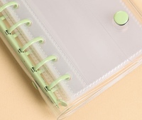 Carnet à spirales A7 avec couverture en PVC, pochette de rangement à 6 anneaux, trou pour porte-clés et design transparent personnalisé pour budget