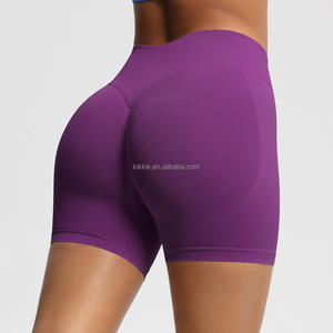 Shorts Deportivos de Mujer con Efecto Push-Up, Logotipo Personalizado, Cintura Alta, para Gimnasio, Yoga, al por Mayor, Transpirables, de Secado Rápido, Sin Costuras, de Spandex/Nailon - Product Image 1