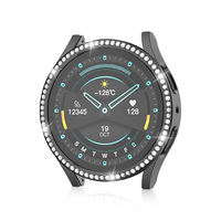 Ivandiamond elmas kapak kılıf cam Samsung Galaxy İzle için 6 40mm 44mm ekran koruyucu koruyucu PC çerçeve üzerinde Watch6 kılıfları