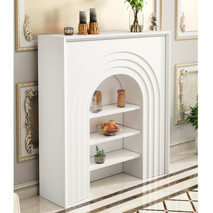 INNOVA Home Contemporary Solid Wood White Color <strong>Mantel</strong> Look Arched Storage <strong>Shelf</strong> for Living Room Entry - Product Image 1