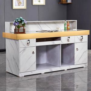 Hot Sale Modern Luxury pink Beauty <b>Salon</b> Spa Wooden Reception Desk Gold Stainless Steel Frame Front Desk Reception Counter - Product Image 2