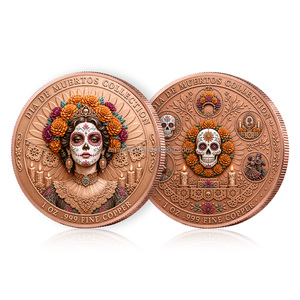 Moneda Coleccionable del Día <span class=keywords><strong>de</strong></span> <span class=keywords><strong>Muertos</strong></span> Mexicano, Serie Día <span class=keywords><strong>de</strong></span> <span class=keywords><strong>Muertos</strong></span>, 1oz, .999 Cobre Puro, Relieve, Impresión a Color 3D, Venta al Por Mayor - Product Image 4