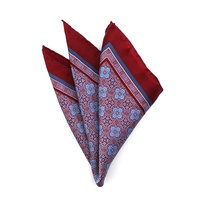 Mouchoir de poche de luxe pour homme, 100 % soie, motif géométrique floral personnalisé, 33 cm, imprimé, ourlet roulé, fabriqué en Chine, vente en gros