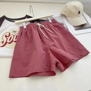 กางเกง3ส่วนเอวสูงผ้าฝ้ายแท้สำหรับผู้หญิงกางเกงกีฬาขากว้างแบบลำลองสำหรับฤดูร้อน - Product Image 4