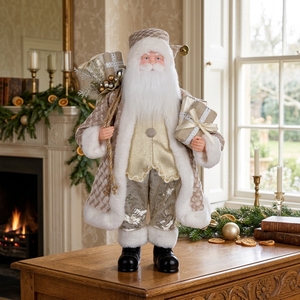 2026 New Cream Knit Tabletop <b>Santa</b> Claus Figurine <b>Christmas</b> Doll Modern Holiday Shelf Decor Wholesale - Product Image 3