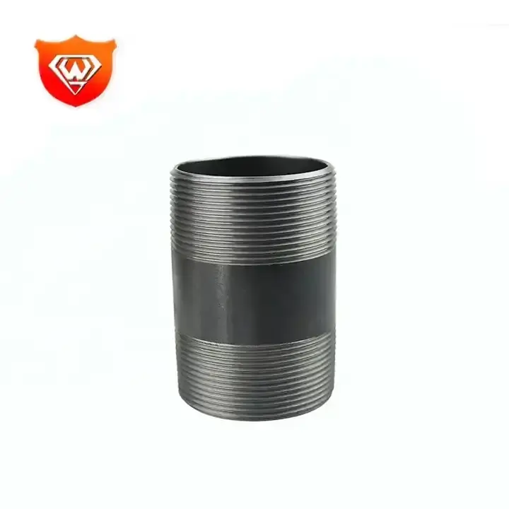 Premium high standard carbon steel standard half inch black thread fittings pipe nipple threaded both ends
