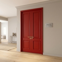 Porte intérieure en bois massif rouge vif, résistante à l'eau, style mi-siècle, pour salle de bain, chambre, armoire, salon, appartement, extérieur