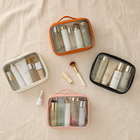 Pochette de maquillage personnalisée imperméable pour femmes, petite trousse de toilette de voyage en PVC avec fermeture éclair givrée