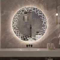 Espejo de Maquillaje LED Moderno Art Deco Personalizado, Montado en la Pared, con Función Antivaho y Control Táctil para Baño