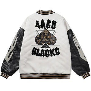 แจ็กเก็ตขนสัตว์กลางแจ้งสำหรับผู้ชายผู้หญิงเสื้อกันลมสีขาวคอตั้งปักโลโก้ด้านหน้าสไตล์ฮิปฮอป - Product Image 2