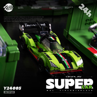 Eikee Y24005 Blocs de construction de modèle de supercar verte 3-en-1 avec boîte de présentation murale, briques de puzzle de course, cadeau de Noël