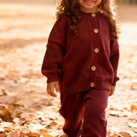 Ensemble de vêtements chauds pour bébé en tricot pour filles, 100% coton, tricot d'automne et d'hiver, cardigan et évasés