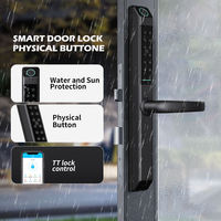 Serrure de porte intelligente étroite biométrique à empreinte digitale TTLOCK TUYA, étanche IP65, avec clavier physique, vente en gros, OEM/ODM