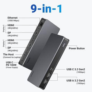 UGREEN Revodok Pro 209 USB C Docking Station d'accueil, DisplayLink 9-en-1 Dual 4K60hz Monitor <span class=keywords><strong>Dock</strong></span> pour <span class=keywords><strong>Macbook</strong></span> - Product Image 2