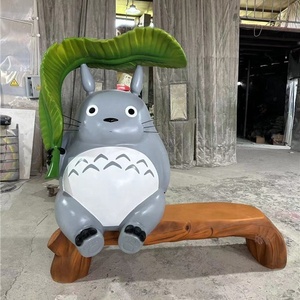 Statue de banc en fibre de verre <span class=keywords><strong>Totoro</strong></span> grandeur nature personnalisée, grande sculpture de siège animalier de dessin animé, décoration extérieure pour espaces publics - Product Image 2