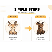 Peluche Cerf Assis Personnalisée, Adorable Renne en Peluche de Dessin Animé, Poupée Douce et Moelleuse pour Cadeau de Fêtes, Décoration d'Intérieur, Faible MOQ, OEM, ODM