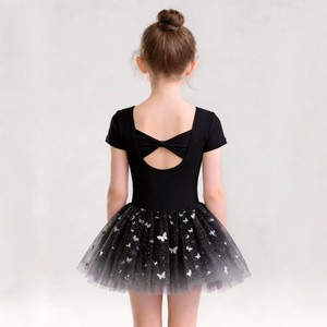 Robe de danse tutu de ballet pour filles, justaucorps à manches courtes, jupe en tulle, tenue d'entraînement et de spectacle - Product Image 5