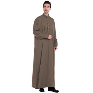 Robe traditionnelle pour <span class=keywords><strong>homme</strong></span> en polyester à col roulé avec poches, taille XXL, coupe courte, idéale pour les voyages à Dubaï et le Moyen-Orient arabe en automne - Product Image 2