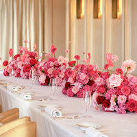 Roosrode kunstzijde bloemen voor het gangpad, bruiloft podiumdecoratie, handgemaakte bloemenbal als middelpunt voor feest- en evenementendecoratie