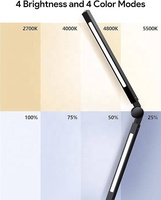 Lampe de bureau à pince LED moderne à double source lumineuse, sans scintillement, bras réglable, commande tactile flexible, lampe électrique AC