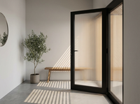 Porte coulissante décorative en verre sablé, finition mate, fermeture douce, rail en aluminium pour bureau, salle de bain, sur mesure