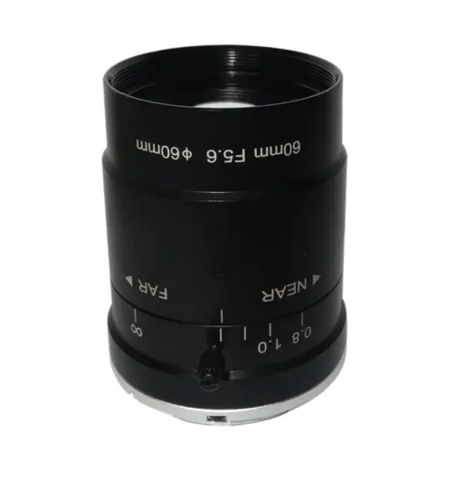 Foctek Lente Óptica Focal Manual para Câmeras Industriais, formato 8K F, com 60 mm de comprimento de foco e baixa Distorção, montagem manual para câmeras industriais