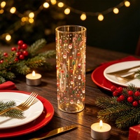 Verre à highball imprimé Noël BRAVO, motif Père Noël, sapin et canne à sucre, verre droit haut, cadeau de fêtes, gobelet pour fête et bar PPWR