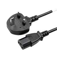 CORD UK-stroomkabel 1,5 meter zwart 0,75 mm puur koper+PVC voor laptop/desktopcomputer met IEC C13-stekker