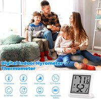 Termometer Digital, pengukur suhu kelembapan LCD Digital ukuran Mini LCD