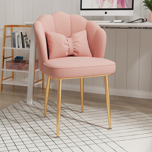 Factory Price <b>Pink</b> Velvet Shell Chair with Gold Legs Contemporary Nail Chair & Makeup <b>stool</b> Salon Furniture for Living Room - Product Image 4