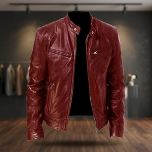 Chaqueta de Cuero Unisex NA226 de BS International para Invierno, Estilo Racer, Cuello Mao, Lona Negra, Impermeable, Resistente al Viento, Transpirable, para Fiestas - Product Image 1