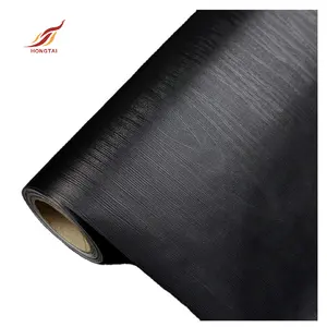 Black color PVC wood grain vinyl wrap decorative film for furniture cover PVC sticker paper in roll 1.22*50m