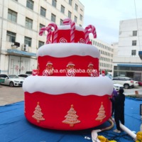 Gâteau gonflable géant à étages sur le thème de Noël pour la décoration des fêtes, gonflable publicitaire durable