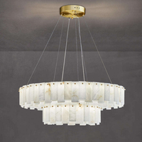 Lustre en marbre naturel, luminaire suspendu moderne de luxe, lustres en albâtre pour salle à manger, salon, restaurant, hall