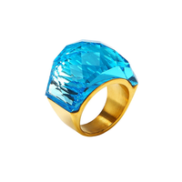 Bague en Acier Inoxydable Multicolore Translucide avec Pierres Précieuses, Style Exagéré et Personnalisé pour Hommes et Femmes, Idéale pour les Fêtes – Collection Fashion du Fabricant